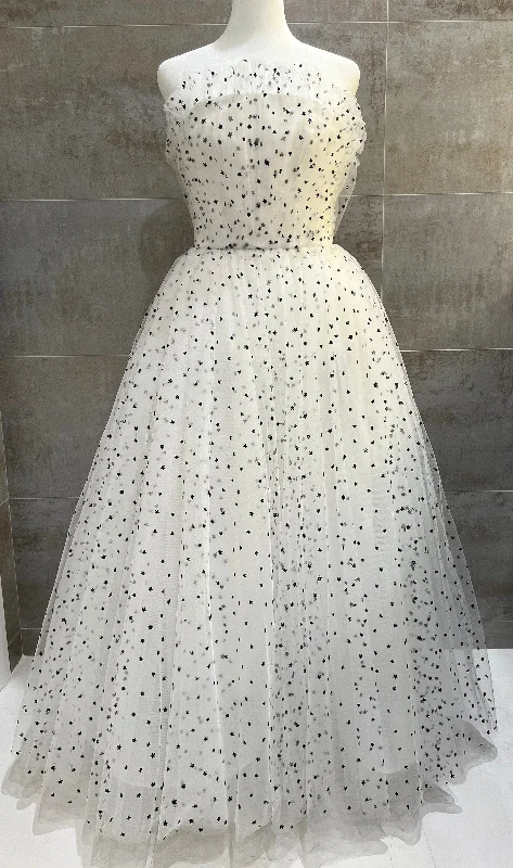 Buy More, Save More Monique Lhuillier Ruffled Strapless Star Tulle Tea Length Dress