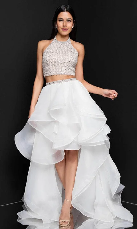 Midnight Sale Terani Couture - 1811P5703 Two Piece Embellished High Low Dress