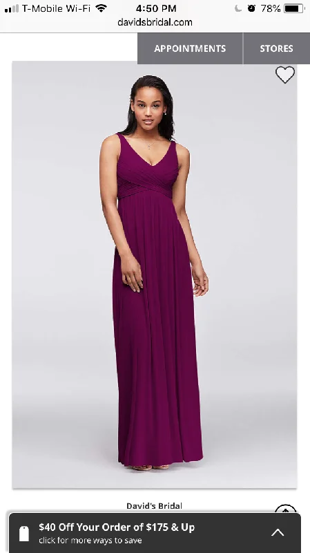 Seasonal Sale David's Bridal F15933 LONG MESH DRESS WITH COWL BACK DETAIL
