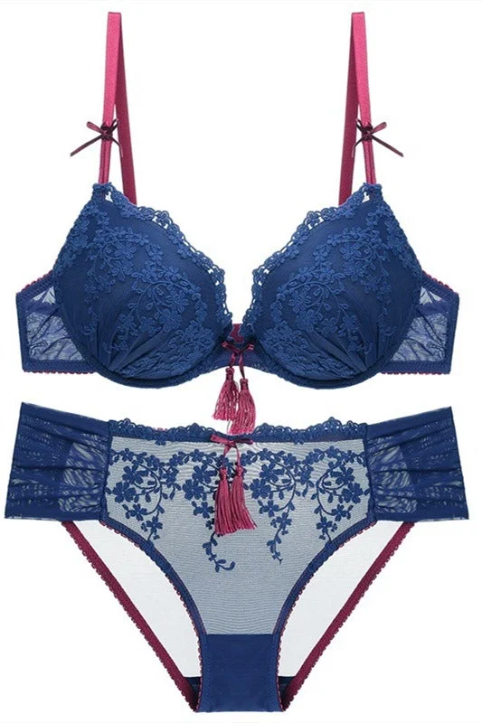 Overstock Royal Blue Lace Lingerie Set