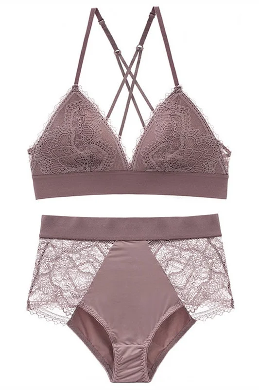 Great Deals Sexy Triangle Deep Mauve Lingerie Set
