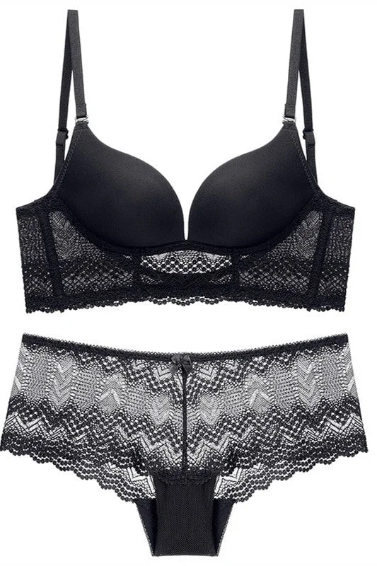 Price Smash U-Back Black Lingerie Set