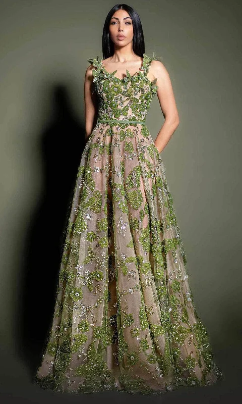 Super Deal MNM Couture K4199 - Butterfly Detailed Evening Dress