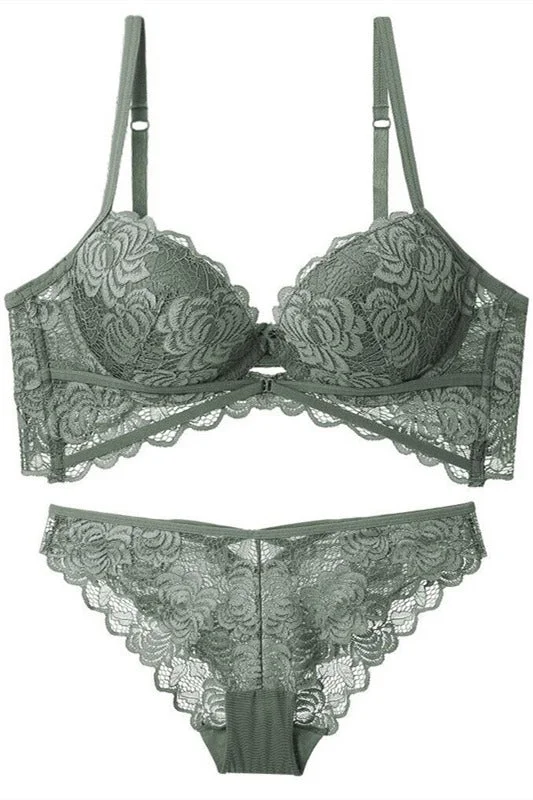 Online Only Dark Sage Lace Lingerie Set