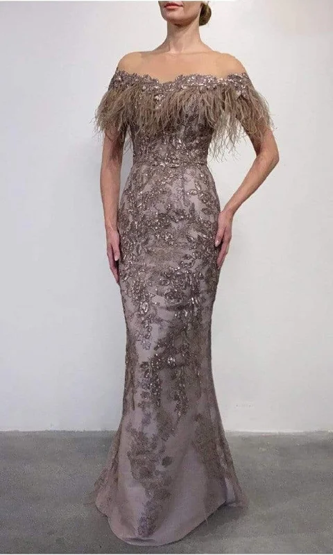 Limited Edition Terani Couture - 2111M5301 Sequin Fringe Sheer Evening Dress