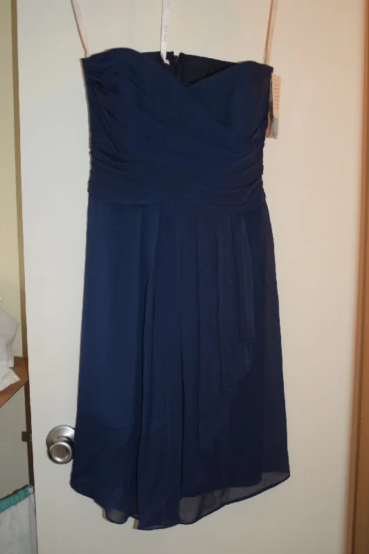 While Supplies Last David's Bridal Short Crinkle Chiffon Dress with Front Cascade