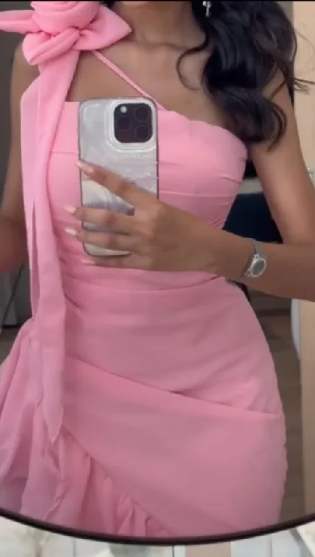 New Markdowns Sweet Pink Chiffon Ruffles Evening Dress Formal Prom Dress Y7899