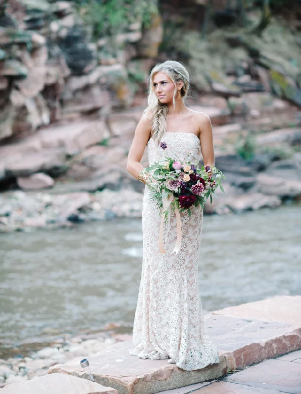 Special Promotion Badgley Mischka Lace Side Pleated Gown. Style # BADGA30034