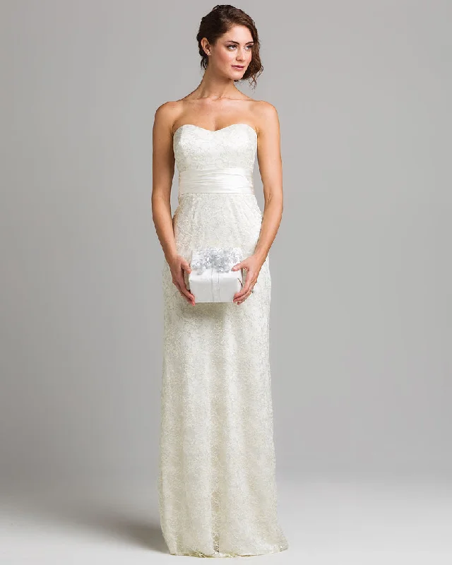 Special Savings Badgley Mischka EG0462 - Silve/Gold Lace Side Pleated Gown