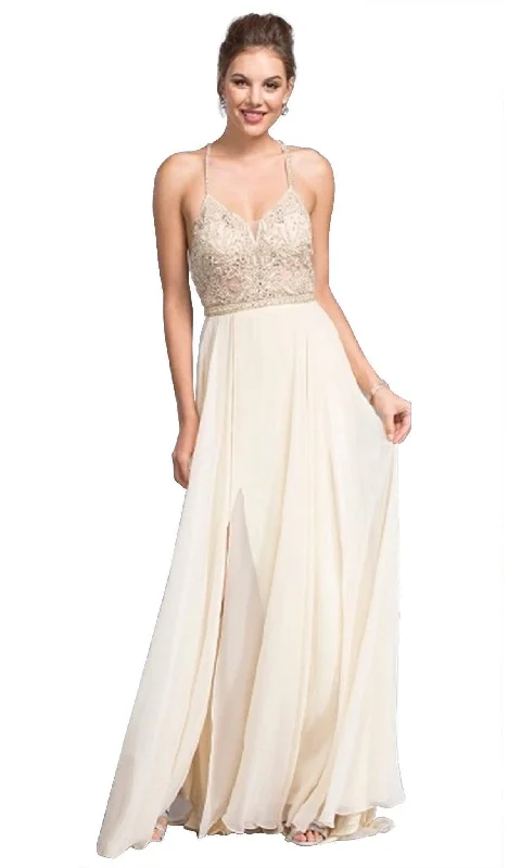 TIME-Limited Offer Trevi Collection - Beaded Halter V-neck Prom A-line Dress