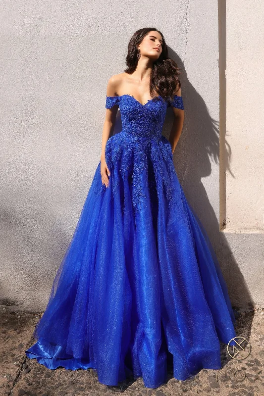 Exclusive Offers Applique Off Shoulder Ball Gown by Nox Anabel R1303