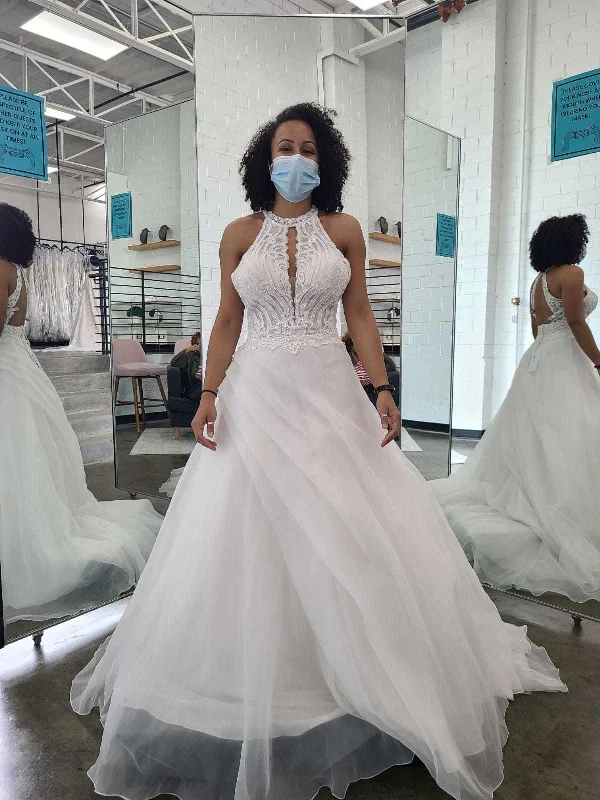 Price Reduction Eddy K Lace Halter A-Line Wedding Dress 93975