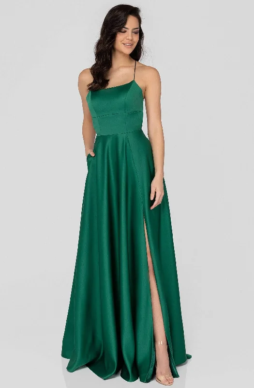 Take Advantage Terani Couture - 1911P8178 Strappy Open Back Matte Satin Gown