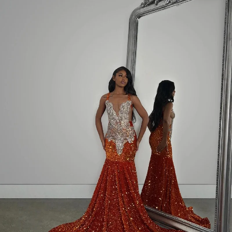 The Best Prices Women's Orange and Silver Dress