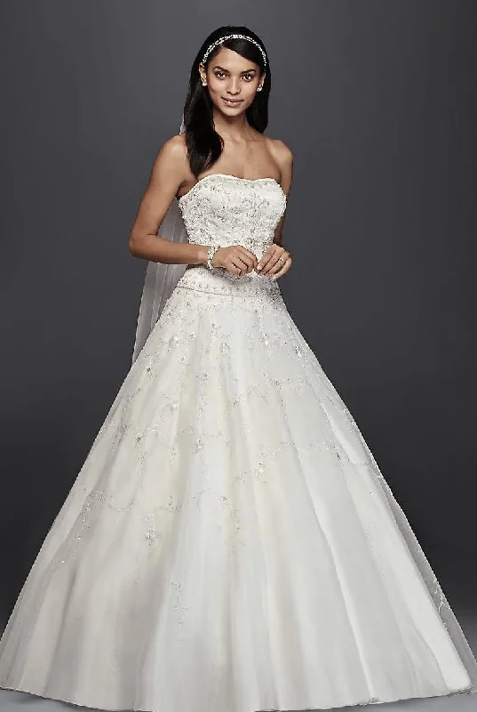 Bonus Savings Oleg Cassini CT258 Satin and Organza Gown with Beading