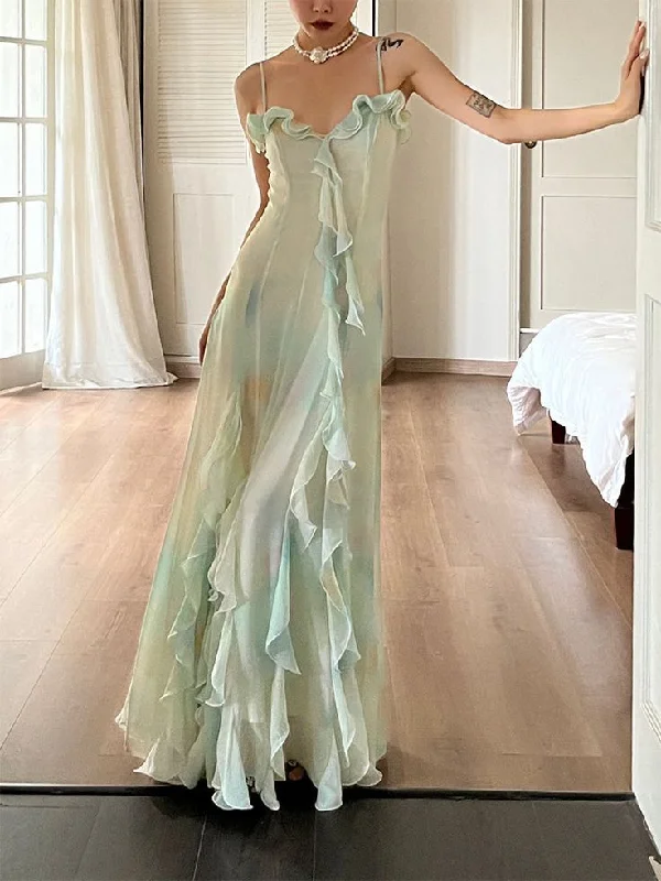 Price Reduction Beautiful Green Chiffon Layered Ruffle Prom Dress Straps Evening Gown Y7897 Price Reduction Beautiful Green Chiffon Layered Ruffle Prom Dress Straps Evening Gown Y7897