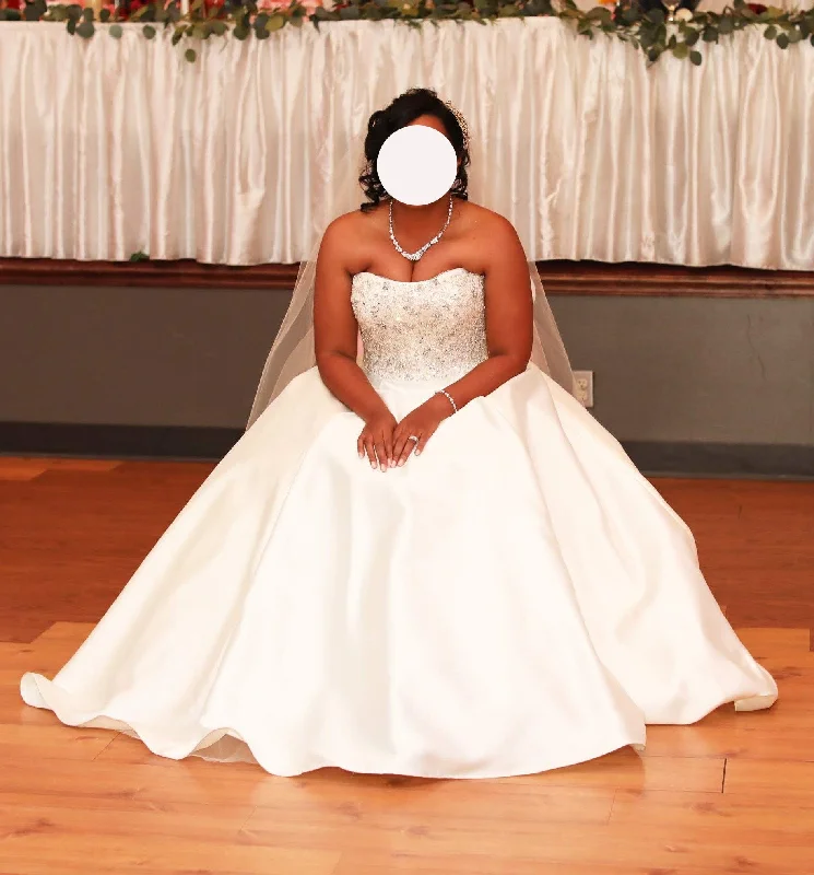 Year-End Clearance Oleg Cassini Crystal Encrusted Mikado Ball Gown CWG791