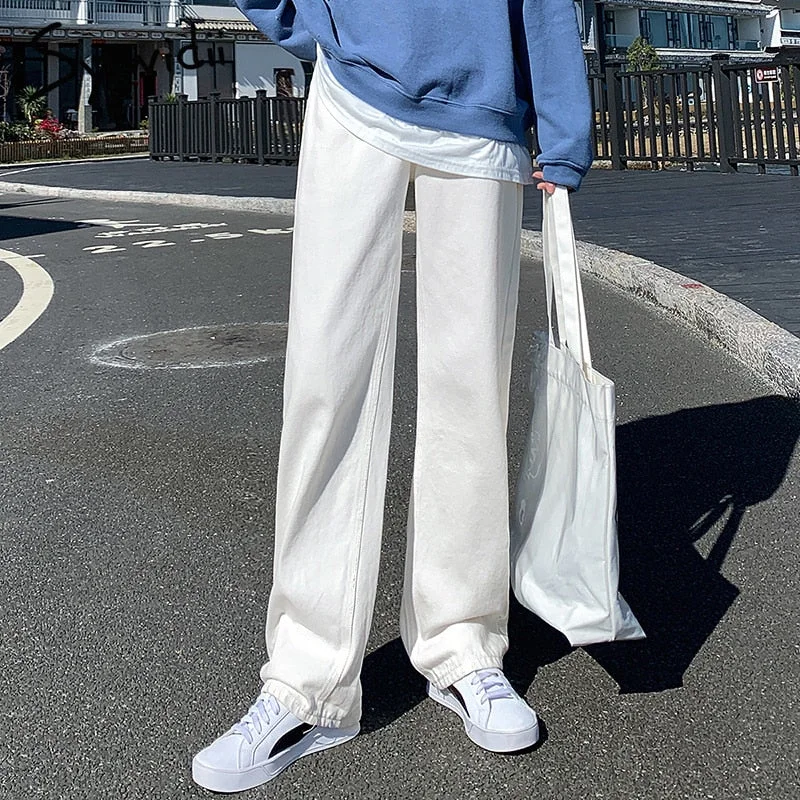 Limited Quantity Awakecrm Back to College Syiwidii Baggy White High Waisted Jeans for Women Fashion Denim Pants Full Length Sky Blue Vintage Streetwear Trousers Limited Quantity Awakecrm Back to College Syiwidii Baggy White High Waisted Jeans for Women Fashion Denim Pants Full Length Sky Blue Vintage Streetwear Trousers