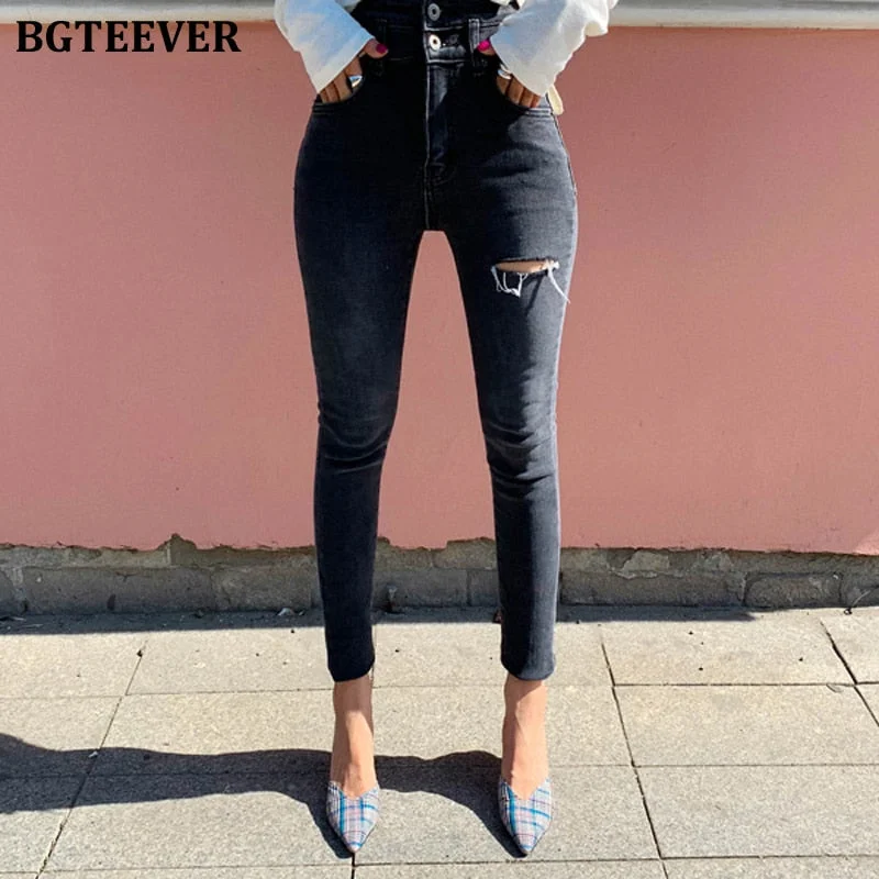 Year-End Clearance Awakecrm BGTEEVER High Waist Skinny Jeans Women Streetwear Ripped Holes Pencil Jeans Female Denim Jeans Stretch Denim Pants femme 2019 Year-End Clearance Awakecrm BGTEEVER High Waist Skinny Jeans Women Streetwear Ripped Holes Pencil Jeans Female Denim Jeans Stretch Denim Pants femme 2019