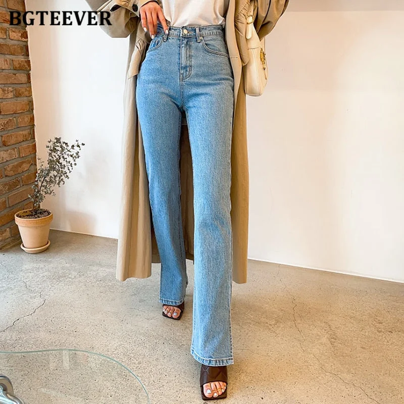 Deal of the Day Awakecrm Christmas Gift BGTEEVER Chic Casual High Waist Pockets Women Straight Jeans Trousers Streetwear Split Long Denim Pants Femme Spring New Deal of the Day Awakecrm Christmas Gift BGTEEVER Chic Casual High Waist Pockets Women Straight Jeans Trousers Streetwear Split Long Denim Pants Femme Spring New