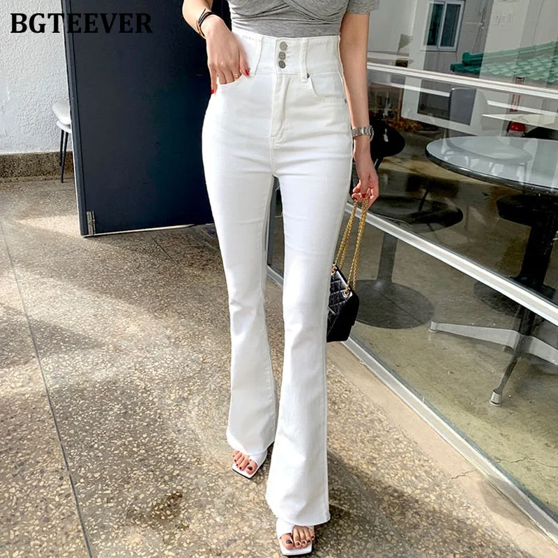 Year-End Sale Awakecrm Christmas Gift BGTEEVER Chic High Waist Button Women Skinny Denim Flare Pants Elegant Slim Female White Jeans Summer Ladies Pantalon Year-End Sale Awakecrm Christmas Gift BGTEEVER Chic High Waist Button Women Skinny Denim Flare Pants Elegant Slim Female White Jeans Summer Ladies Pantalon