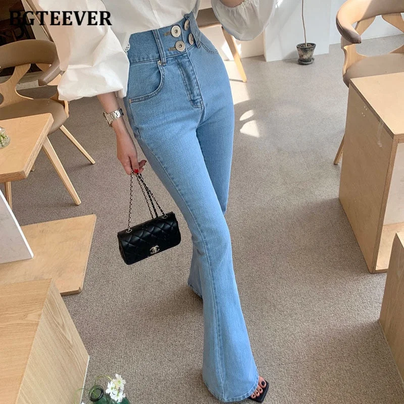 Best Seller Awakecrm Christmas Gift BGTEEVER Chic High Waist Buttons Flare Jeans Pants for Women Casual Ladies Denim Blue Trousers Spring Summer Pantalon Best Seller Awakecrm Christmas Gift BGTEEVER Chic High Waist Buttons Flare Jeans Pants for Women Casual Ladies Denim Blue Trousers Spring Summer Pantalon