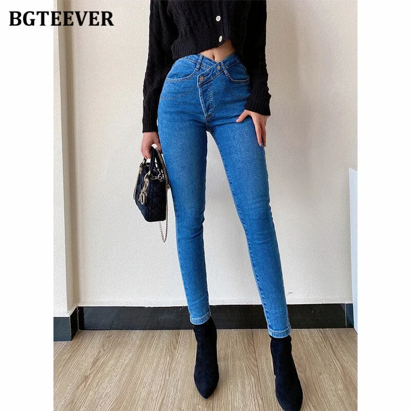 Unbeatable Prices Awakecrm Christmas Gift BGTEEVER New Jeans Women's High Waist Stretched Hip Slim Fit Skinny Denim Jeans Female Oblique Buckle Pencil Pants Femme Unbeatable Prices Awakecrm Christmas Gift BGTEEVER New Jeans Women's High Waist Stretched Hip Slim Fit Skinny Denim Jeans Female Oblique Buckle Pencil Pants Femme
