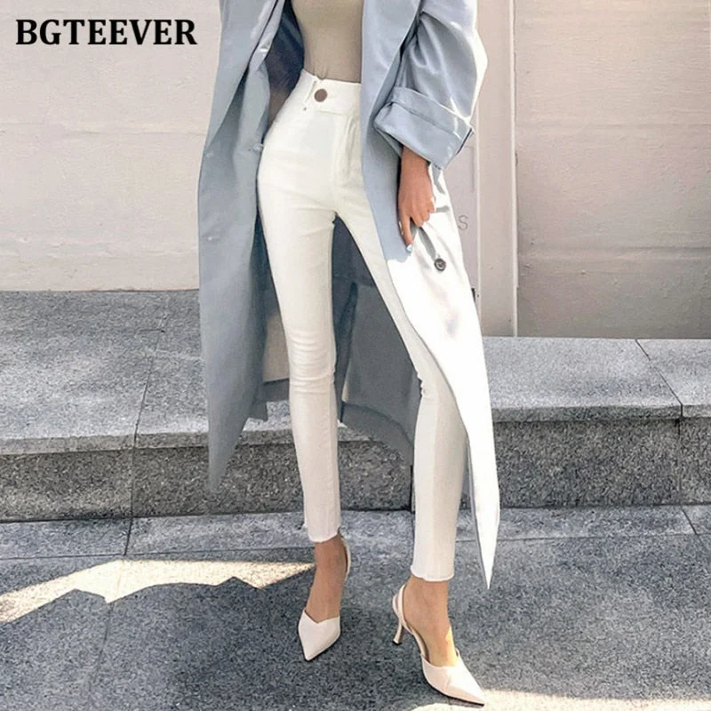 Today’s Deal Awakecrm Christmas Gift BGTEEVER New Spring Fashion Single Button Women Solid Pencil Jeans High Waist Slim Female Skinny Stretched Denim Pants Today’s Deal Awakecrm Christmas Gift BGTEEVER New Spring Fashion Single Button Women Solid Pencil Jeans High Waist Slim Female Skinny Stretched Denim Pants