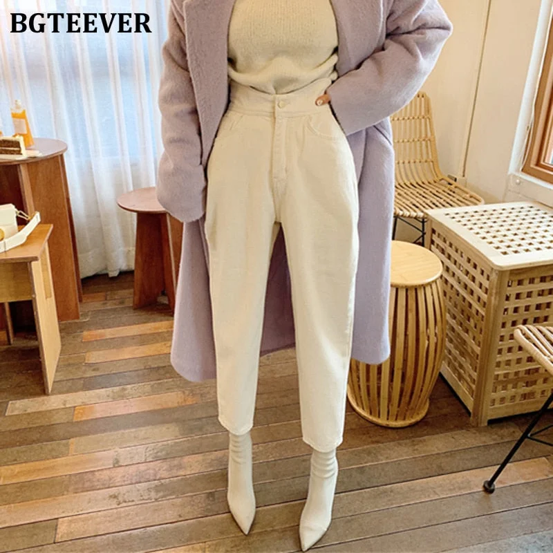 Exclusive Online Offer Awakecrm Christmas Gift BGTEEVER Women Harem Jeans Pants Fashion High Waist Loose White Denim Jeans Female Buttons Trousers Spring Streetwear Exclusive Online Offer Awakecrm Christmas Gift BGTEEVER Women Harem Jeans Pants Fashion High Waist Loose White Denim Jeans Female Buttons Trousers Spring Streetwear