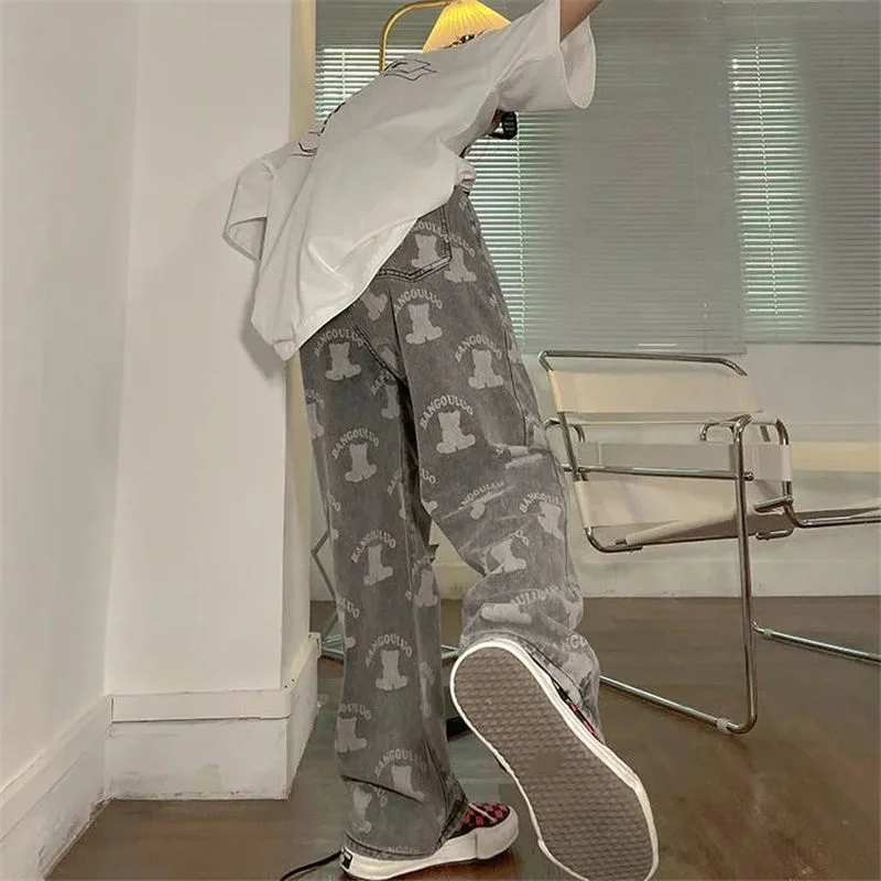 Bargain Bin Awakecrm Ins Retro Print Women's Jeans Street Hip-Hop High Waist Straight Wide Leg Trousers Y2k Men's And Women's Jeans Cargo Pants Bargain Bin Awakecrm Ins Retro Print Women's Jeans Street Hip-Hop High Waist Straight Wide Leg Trousers Y2k Men's And Women's Jeans Cargo Pants