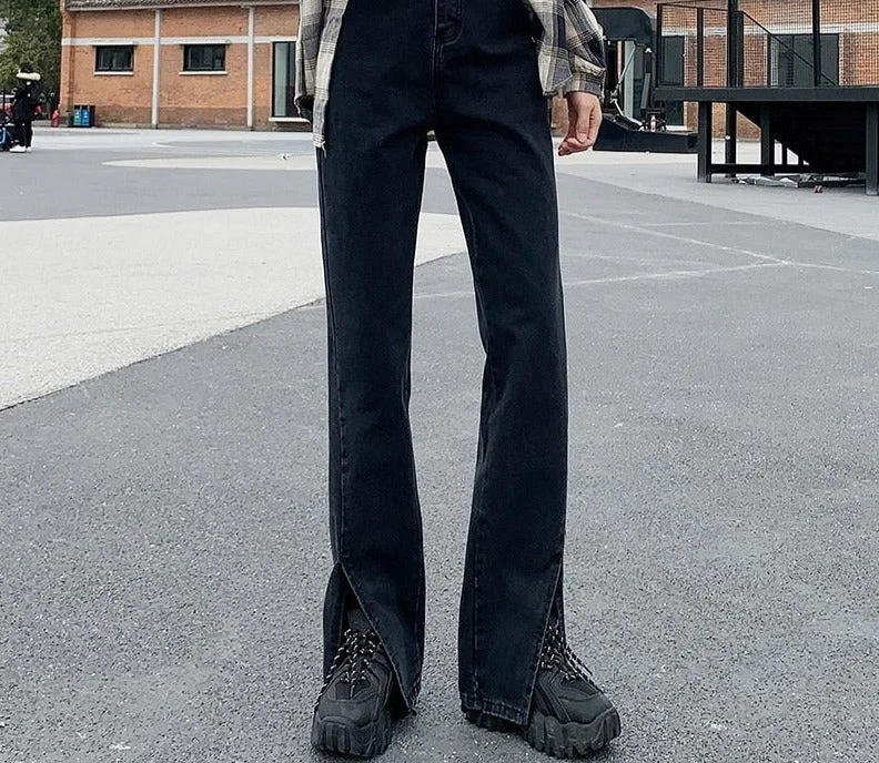 Anniversary Sale Awakecrm Joskaa Women Jeans Black Flare Pants Front Side Slit Leg Fall High Waisted Bell Bottom Jeans Full Length Denim Clothes Anniversary Sale Awakecrm Joskaa Women Jeans Black Flare Pants Front Side Slit Leg Fall High Waisted Bell Bottom Jeans Full Length Denim Clothes