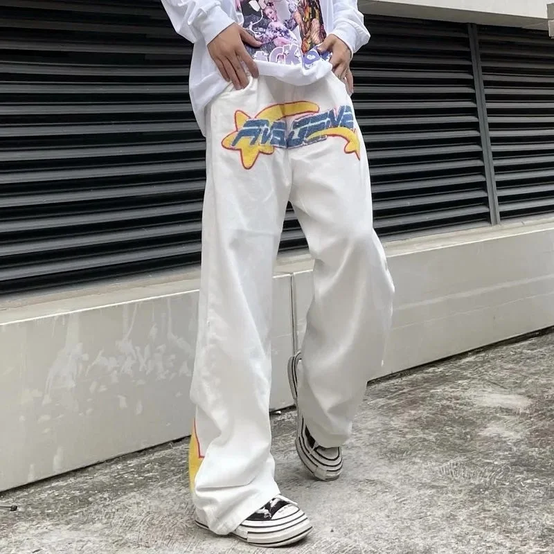 Super Sale Awakecrm Y2K Retro Embroidered Denim Trousers Men's High Street Wide Leg Pants Street Loose Casual Jeans Letter Patch Pants Men's Super Sale Awakecrm Y2K Retro Embroidered Denim Trousers Men's High Street Wide Leg Pants Street Loose Casual Jeans Letter Patch Pants Men's