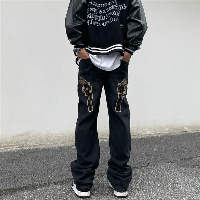 Closeout Sale Awakecrm Y2k Retro Jeans Men's Loose Straight All-Match Trend Bomb Street Ruffian Handsome Wide-Legged New Men's Pants Hot Style Closeout Sale Awakecrm Y2k Retro Jeans Men's Loose Straight All-Match Trend Bomb Street Ruffian Handsome Wide-Legged New Men's Pants Hot Style