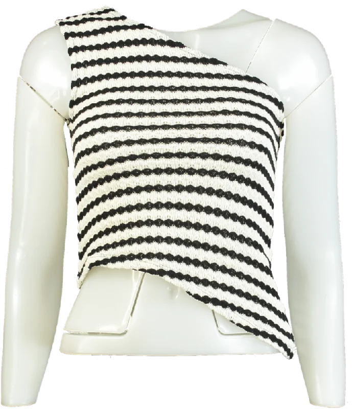 Huge Discounts ASOS Design Black/White One Shoulder Top UK XS