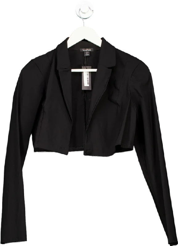 Amazing Deals Boohoo Black Boxy Cropped Blazer UK 10