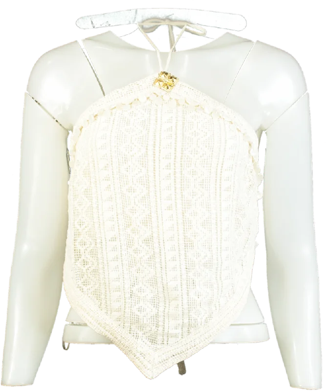 Low Prices River Island Cream Poolside Halterneck Top UK XS