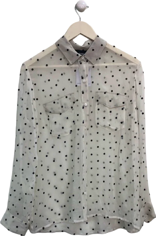 Can't Miss The Kooples Cream Polka Dot Sheer Blouse UK 6