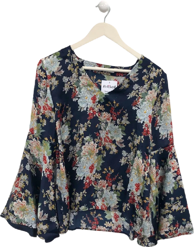 Midnight Madness Uterqüe Multicolour Floral Print Blouse UK S