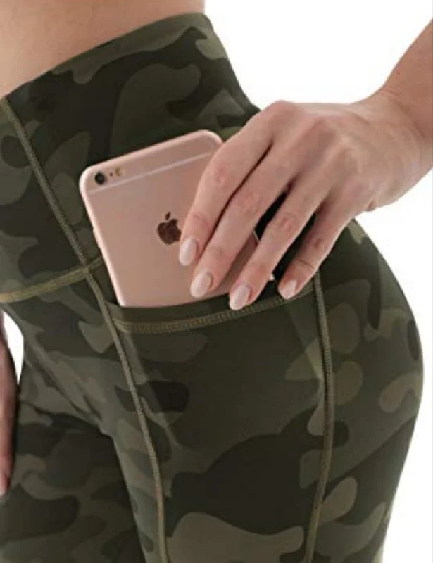 New Markdowns AFITNE Yoga Pants for Women High Waisted Printed Athletic Leggings with Pockets Workout Gym Fitness Spandex Yoga Pants Camo Olive Green - M
