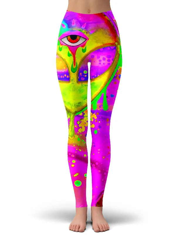 Discount Mania Alien Melt Yellow Leggings