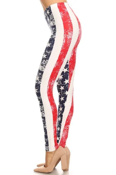 Today’s Deal American Flag Printed Peach Skin Leggings