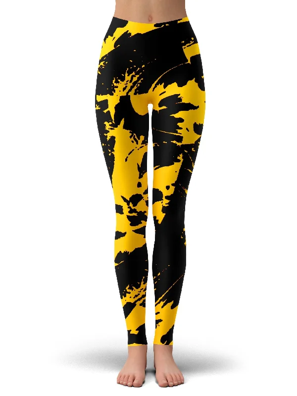 Special Price Black and Yellow Paint Splatter Leggings
