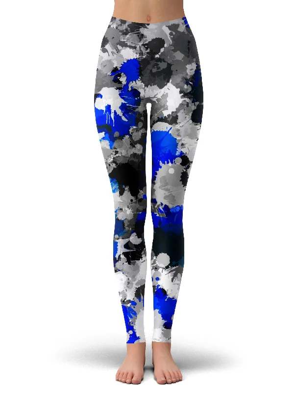 Price Cut Blue and Grey Paint Splatter Leggings