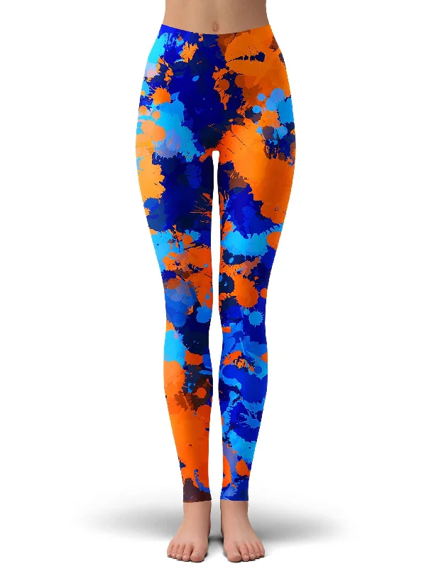 Huge Discounts Blue and Orange Paint Splatter 2 Leggings
