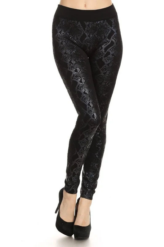 Limited Quantity Blue Metalic Snake Print Leggings