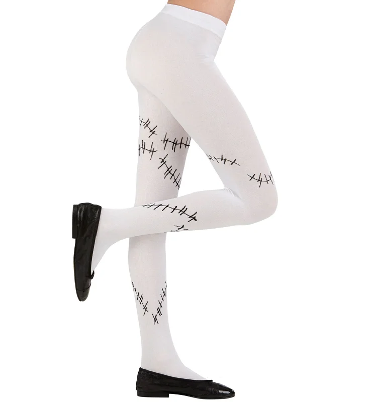 Incredible Offers Children's White Tights with Black Stitches