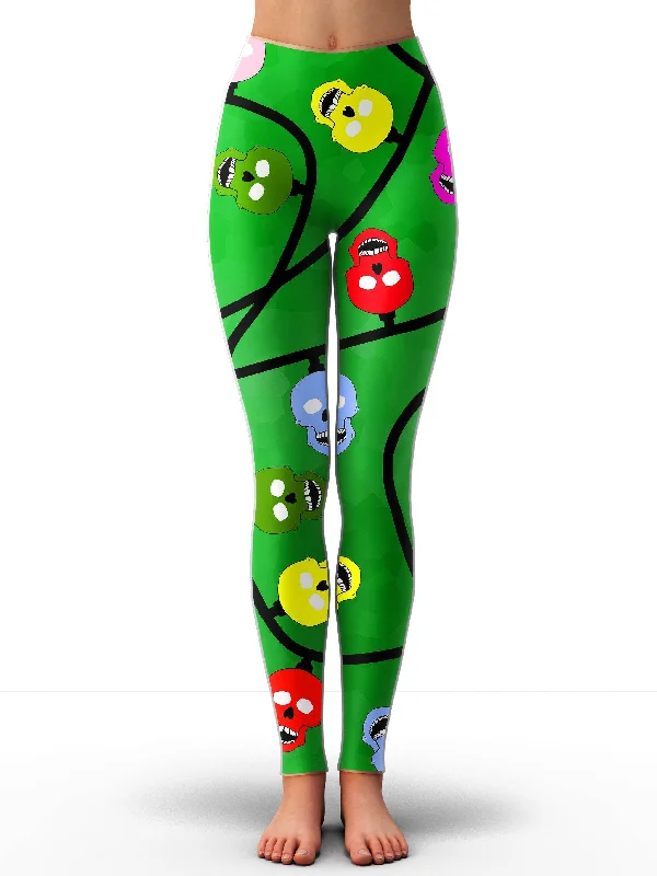 Big Savings Christmas Skulls Green Leggings