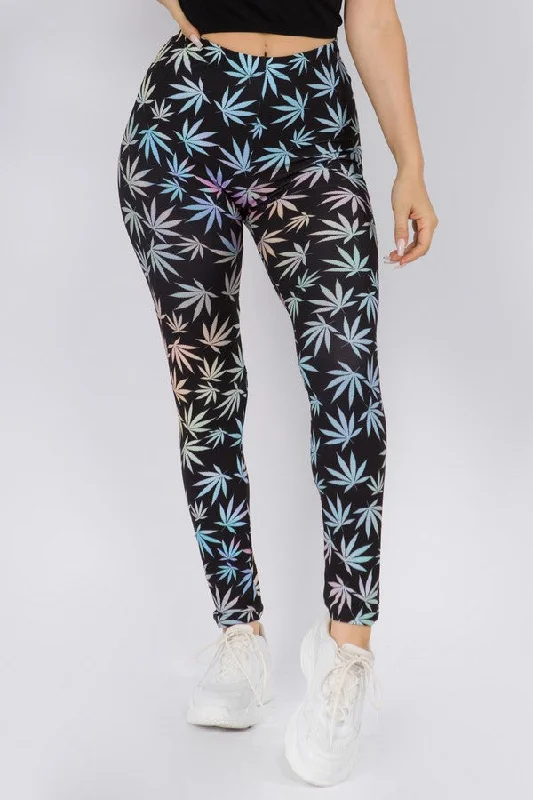 Flash Deals Colorful Mary J Marijuana Leaf Print Leggings
