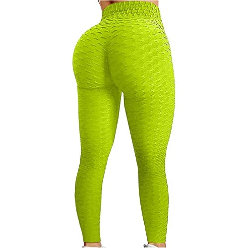 Markdown Madness Colorful Womens Yoga Pants High Waist Workout Leggings Running Pants A1-yellow S Markdown Madness Colorful Womens Yoga Pants High Waist Workout Leggings Running Pants A1-yellow S