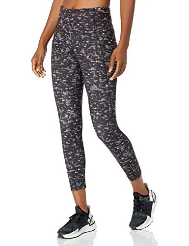 Shop and Save Core 10 Women's All Day Comfort High-Waist Side-Pocket 7/8 Crop Yoga Legging, Brushstroke, Large